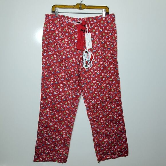 NEW M CHRISTMAS VINEYARD VINES RED WHALE SAILBOAT LOUNGE PAJAMA PANT MEDIUM NWT - Picture 2 of 7